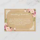 Classy Rustic Floral Kraft Wedding Insert Kaart (Voorkant)