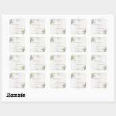 Classy Rustic White Greenery Floral Bunch Wedding Vierkante Sticker (Vel)