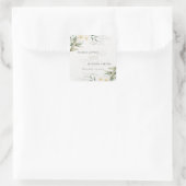 Classy Rustic White Greenery Floral Bunch Wedding Vierkante Sticker (Tas)