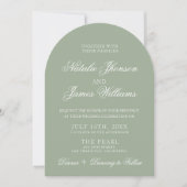 Classy Sage Green Luxury Boho Arched Wedding Kaart (Voorkant)