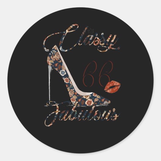 Classy Sassy 66 Fabulous Flower High Heel 66th Ronde Sticker (Voorkant)