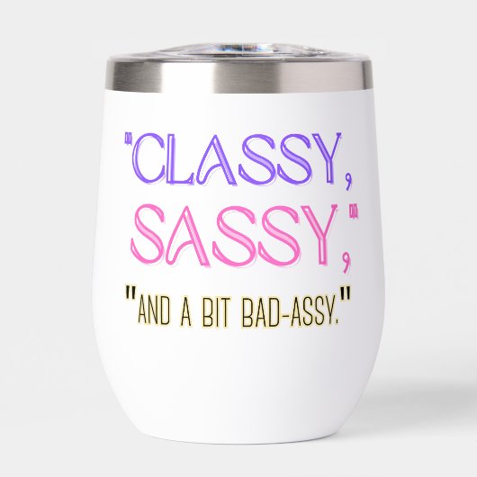 "Classy, sassy, en een beetje stout." (Voorkant)