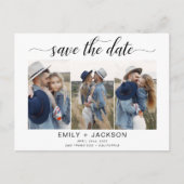 Classy Save the Date 4 Photo Elegant Modern Briefkaart (Voorkant)