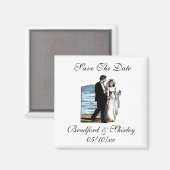 Classy Save the Date strand Wedding Destination Ma Magneet (Voorkant / Achterkant)