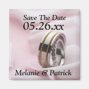Classy Save the Date Wedding Rings Bands Photo Mag Magneet