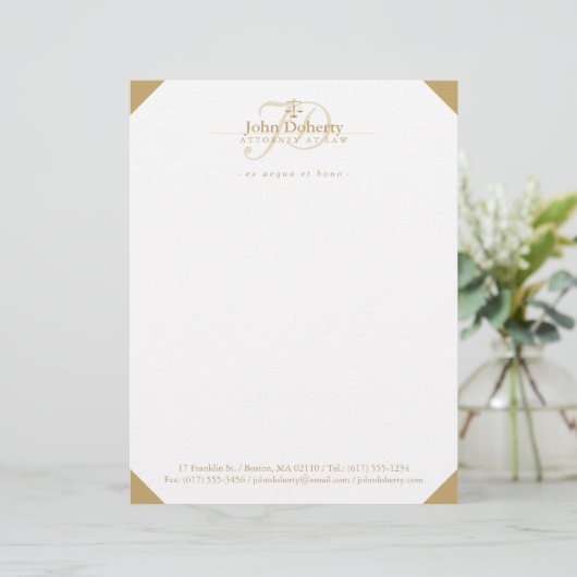 Classy Scales of Justice | Goud Briefhoofd (Staand voorkant)