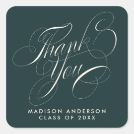 Classy Script Afstudeerder Party Bedankt Envelope  Vierkante Sticker