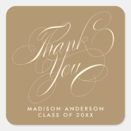 Classy Script Afstudeerder Party Bedankt Envelope  Vierkante Sticker