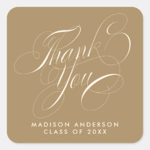 Classy Script Afstudeerder Party Bedankt Envelope Vierkante Sticker