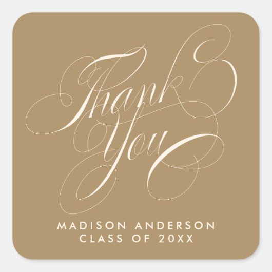 Classy Script Afstudeerder Party Bedankt Envelope Vierkante Sticker (Voorkant)