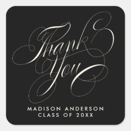 Classy Script Afstudeerder Party Bedankt Envelope  Vierkante Sticker