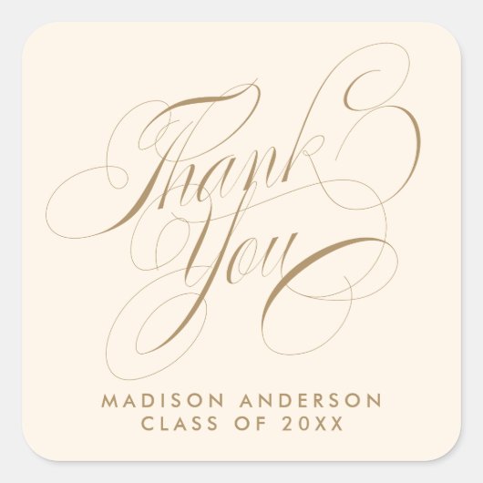 Classy Script Afstudeerder Party Bedankt Envelope Vierkante Sticker (Voorkant)
