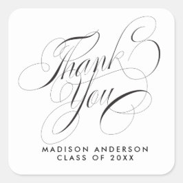 Classy Script Afstudeerder Party Bedankt Envelope  Vierkante Sticker