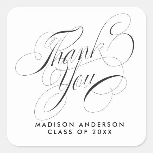 Classy Script Afstudeerder Party Bedankt Envelope Vierkante Sticker (Voorkant)