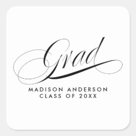 Classy Script Afstudeerder Party Envelope Seal Vierkante Sticker