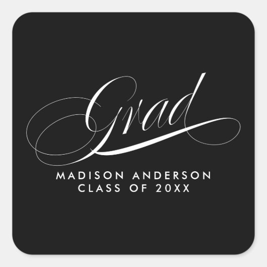 Classy Script Afstudeerder Party Envelope Seal Vierkante Sticker (Voorkant)