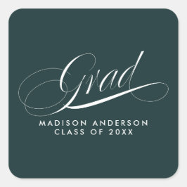 Classy Script Afstudeerder Party Envelope Seal Vierkante Sticker