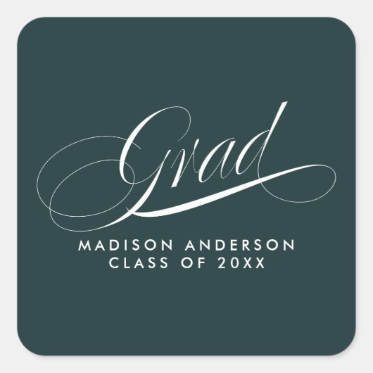 Classy Script Afstudeerder Party Envelope Seal Vierkante Sticker (Voorkant)