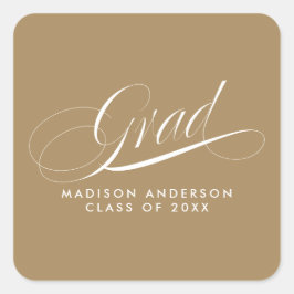 Classy Script Afstudeerder Party Envelope Seal Vierkante Sticker