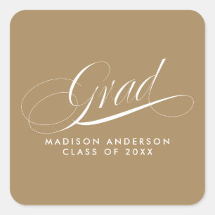 Classy Script Afstudeerder Party Envelope Seal Vierkante Sticker