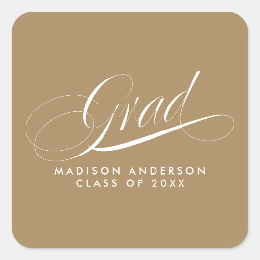 Classy Script Afstudeerder Party Envelope Seal Vierkante Sticker (Voorkant)