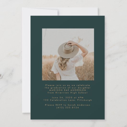 Classy Script Afstuderen Announcement Kaart (Achterkant)