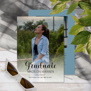 Classy Script Afstuderen twee Afstuderen blauw Kaart