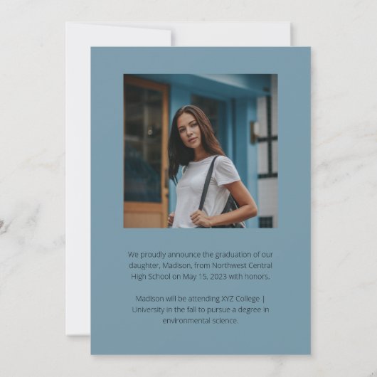 Classy Script Afstuderen twee Afstuderen blauw Kaart (Achterkant)