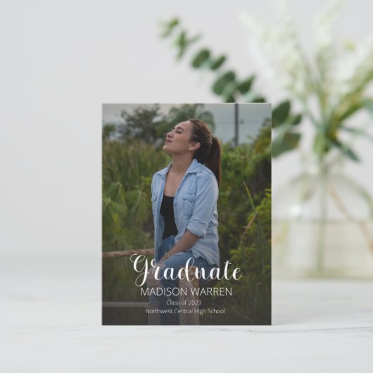 Classy Script Afstuderen twee Afstuderen foto's Briefkaart (Staand voorkant)