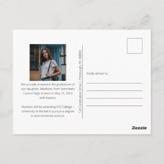 Classy Script Afstuderen twee foto-Afstuderen Post Briefkaart (Achterkant)