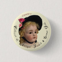 Classy Script Antiek Dolls Collector Button