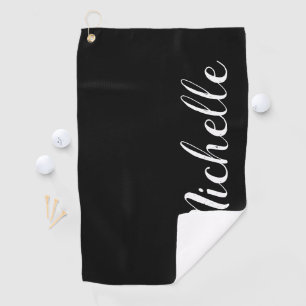 Classy Script Black en White - gepersonaliseerde v Golfhanddoek