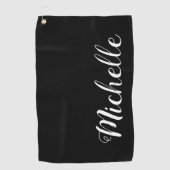 Classy Script Black en White - gepersonaliseerde v Golfhanddoek (Voorkant)