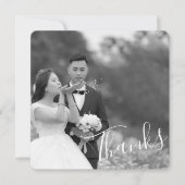 Classy Script Black/White Wedding Bedankt Foto Sav Save The Date (Voorkant)