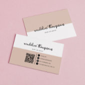 Classy Script Dual Tone Beige White Script QR Code Visitekaartje