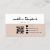 Classy Script Dual Tone Beige White Script QR Code Visitekaartje (Achterkant)