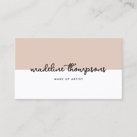 Classy Script Dual Tone Beige White Script QR Code Visitekaartje (Voorkant)