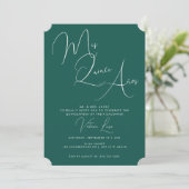Classy Script Emerald Green Birthday quinceañera Kaart (Staand voorkant)
