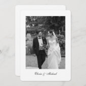 Classy Script Photo Rounded Wedding Thank You Bedankkaart (Voorkant / Achterkant)