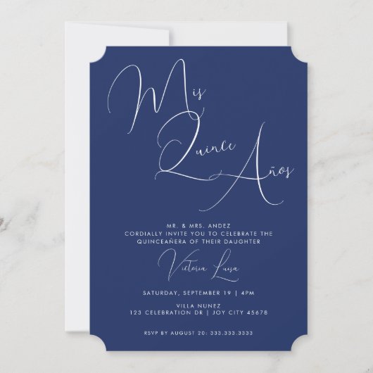 Classy Script Royal Blue Birthday quinceañera Kaart (Voorkant)