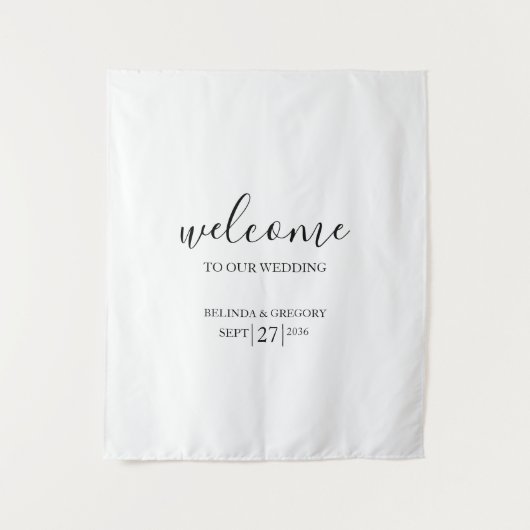 Classy Script Welcome To Our Wedding Fabric Sign Wandkleed (Voorkant)