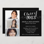 Classy Scrolls Invitation à la fête de graduation (Devant / Derrière)