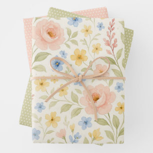 Classy Shabby Chic Franse Floral Art Pattern Inpakpapier Vel