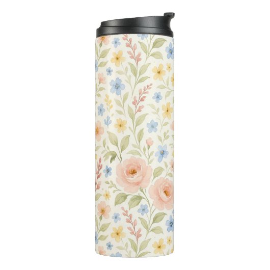 Classy Shabby Chic Franse Floral Art Pattern Thermosbeker (Gedraaid links)