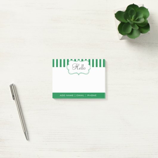 Classy Shamrock Green Stripes personaliseren Post-it® Notes (Kantoor)