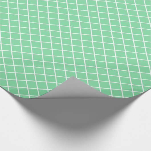 Classy Shamrock Mint Green White Check Pattern Cadeaupapier (Hoek)