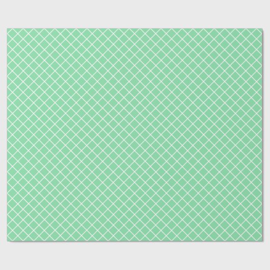 Classy Shamrock Mint Green White Check Pattern Cadeaupapier (Vlak)