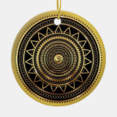 Classy Shiny Black & Gold OM-symbool Mandala Keramisch Ornament (Voorkant)