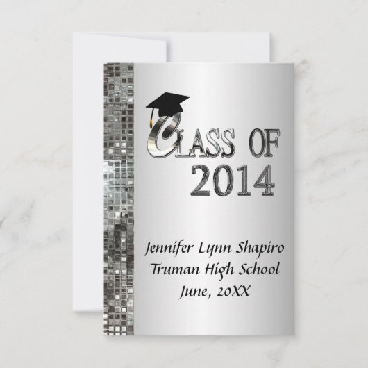Classy Silver 2014 Graduation Invitations Kaart (Voorkant)