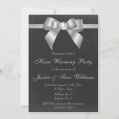 Classy Silver Bow House Warming Party Kaart (Voorkant)